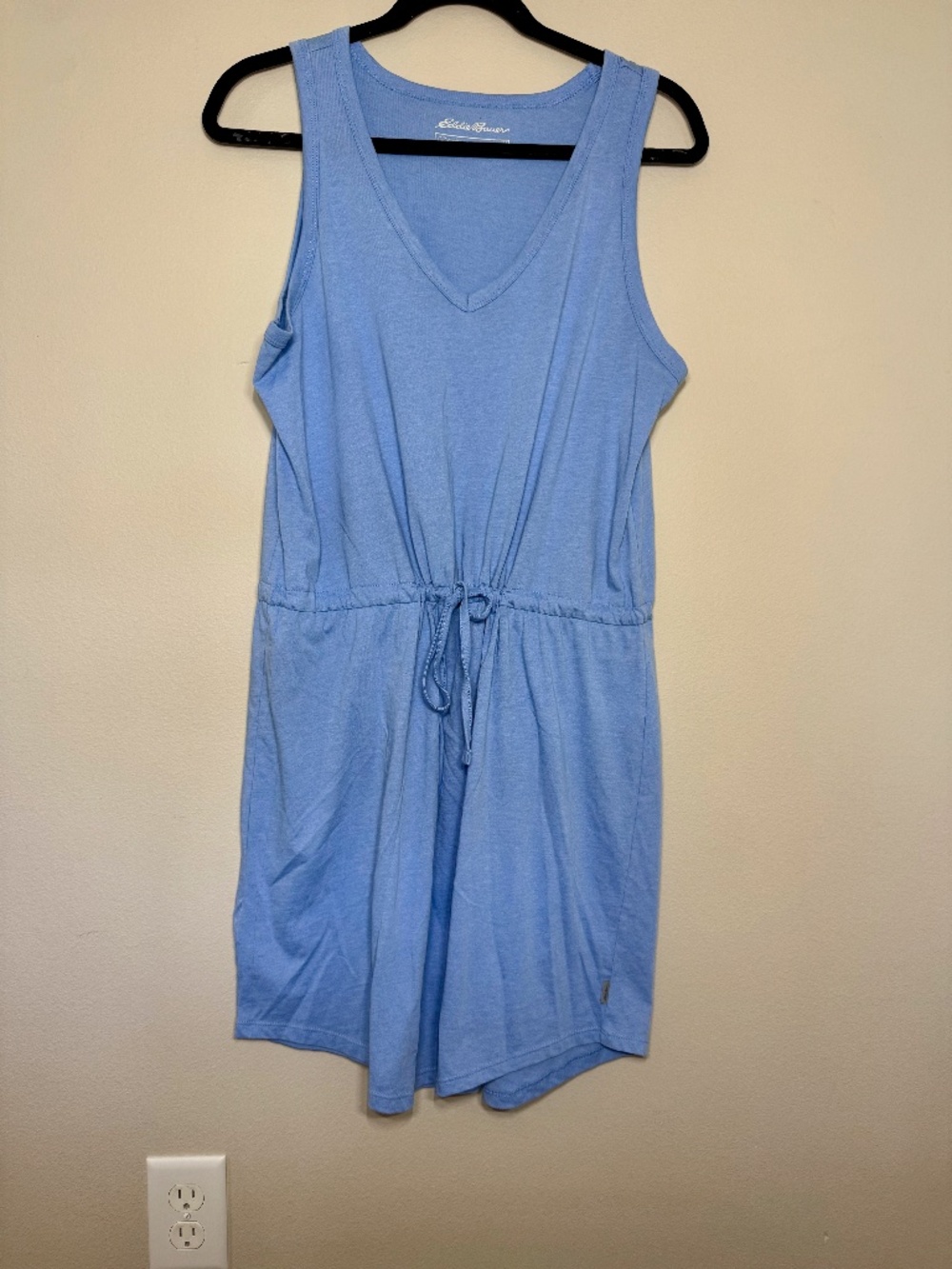 Eddie Bauer Blue Sleeveless V-Neck Mini Dress Drawstring